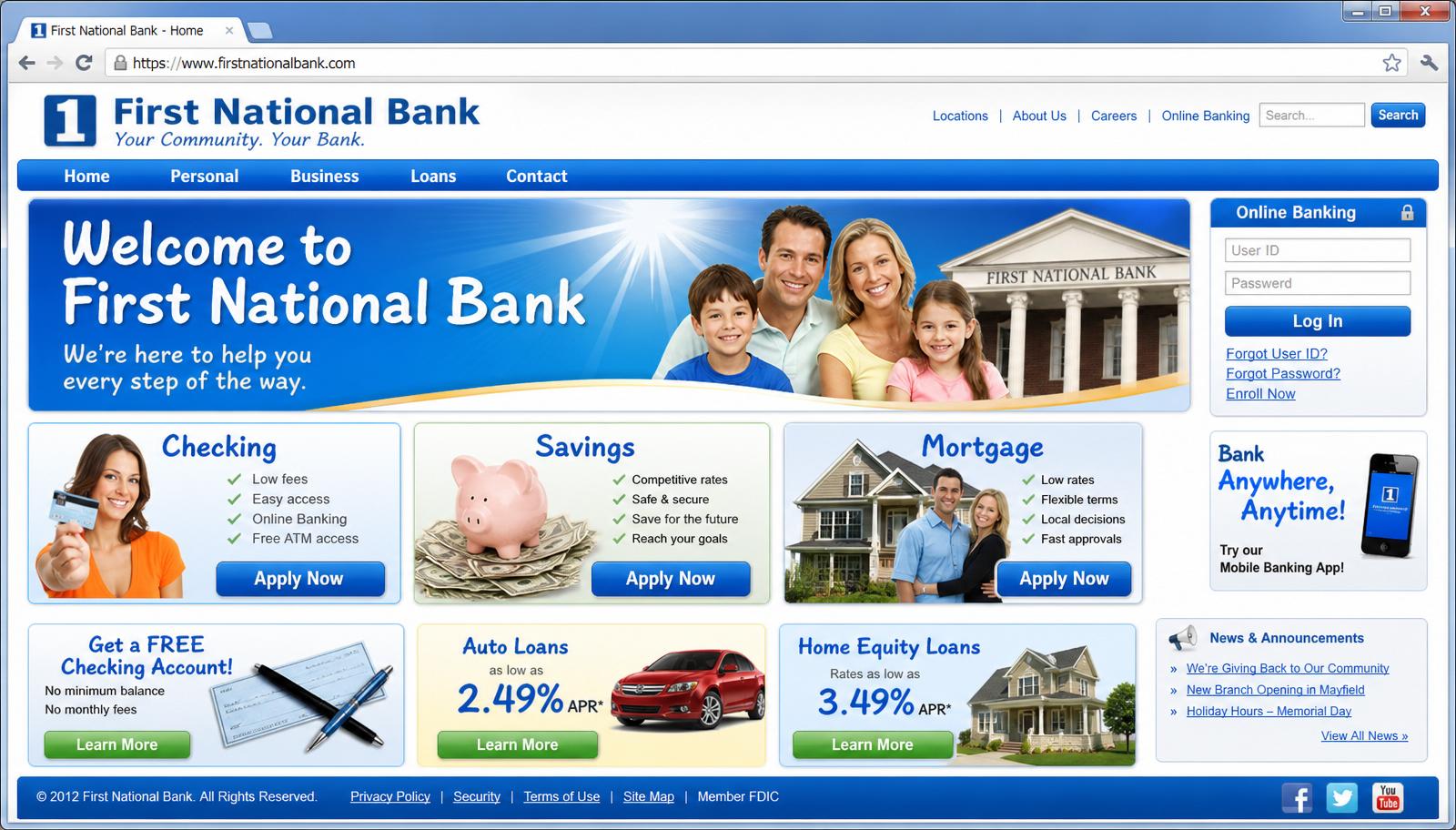 Dated financial services website